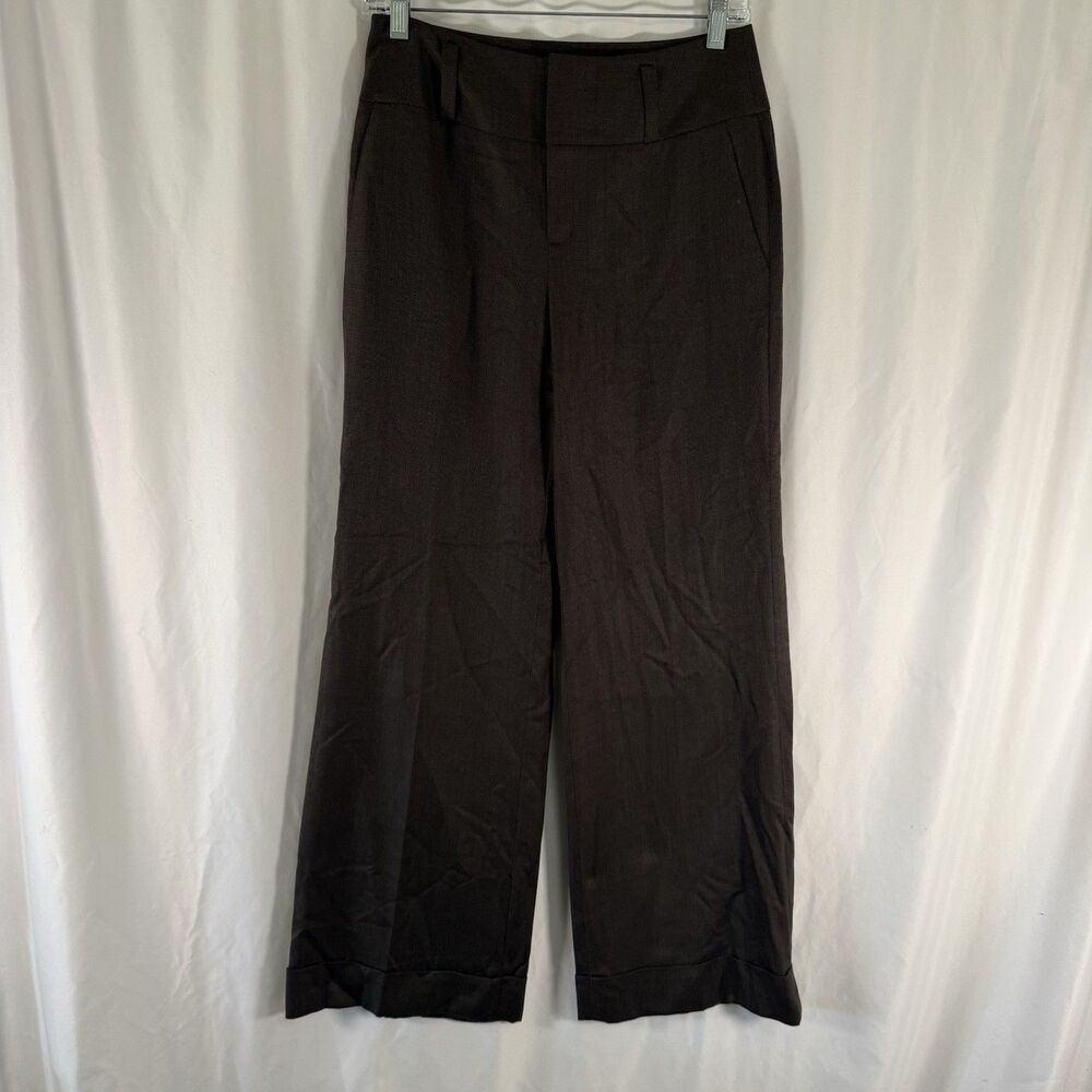Banana Republic Silk Wool Blend Pants Women's 2S Brown Wide Leg Flat Front